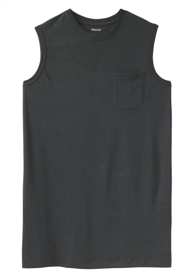 Shrink-Less Longer-Length Lightweight Muscle Pocket Tee