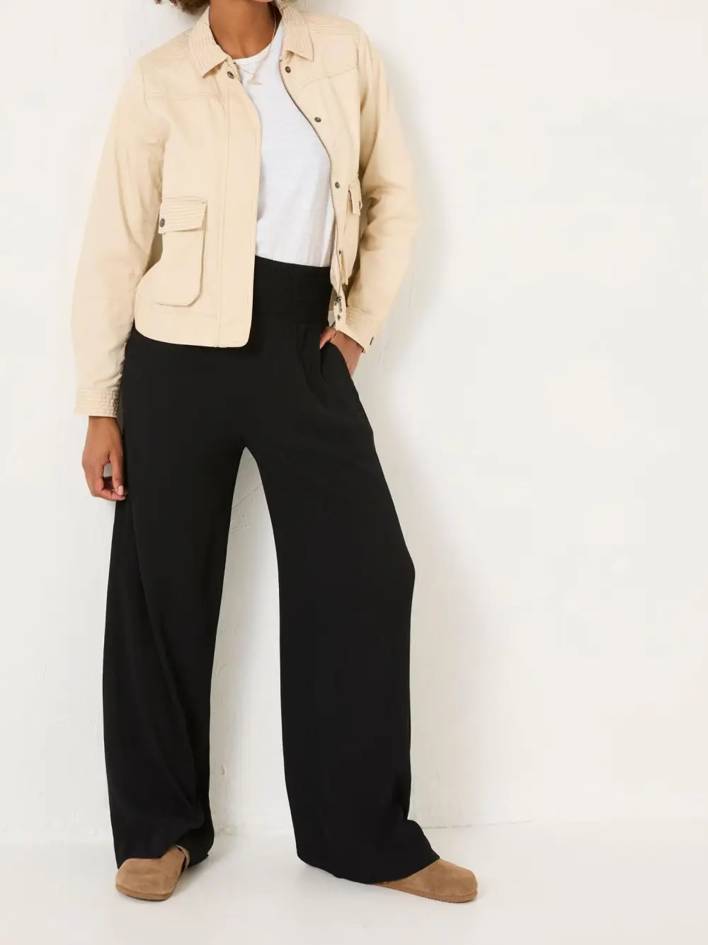 Black Casual Wide Leg Trousers