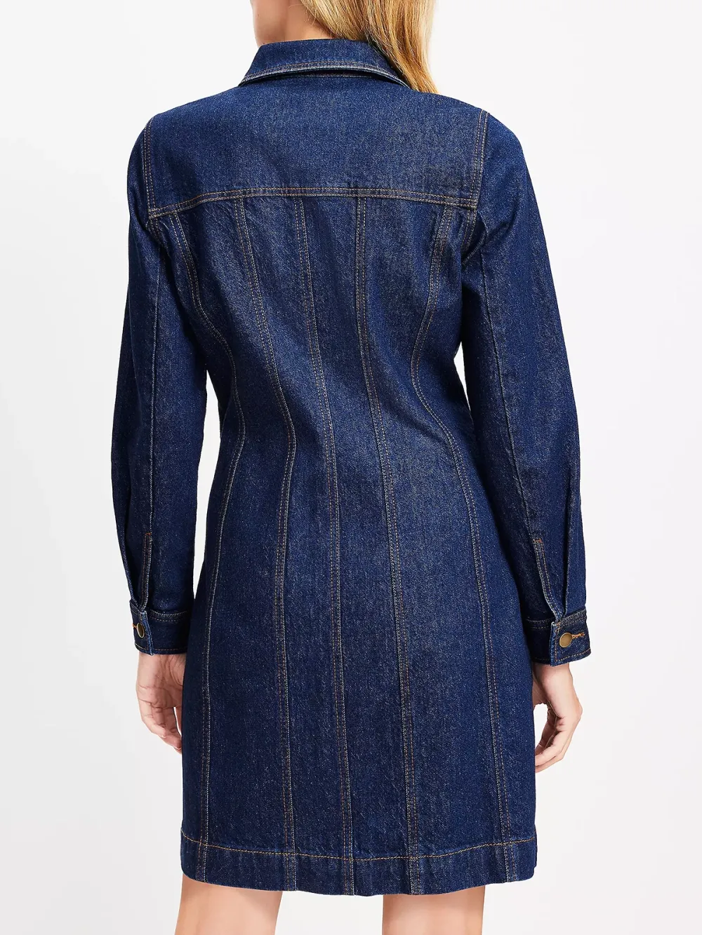 Denim Mini Pocket Dress In Dark Rinse