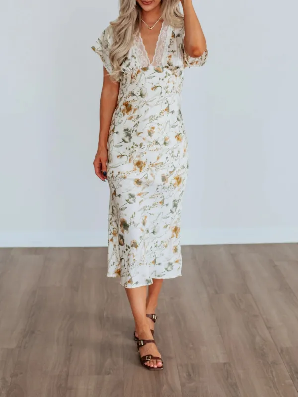 Floral V-Neck Midi Dress