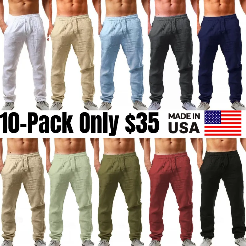 Men's Slim Fit Micro-Elastic Linen Trousers