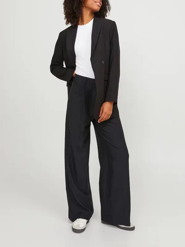 Black Wide-Leg Casual Style Pants