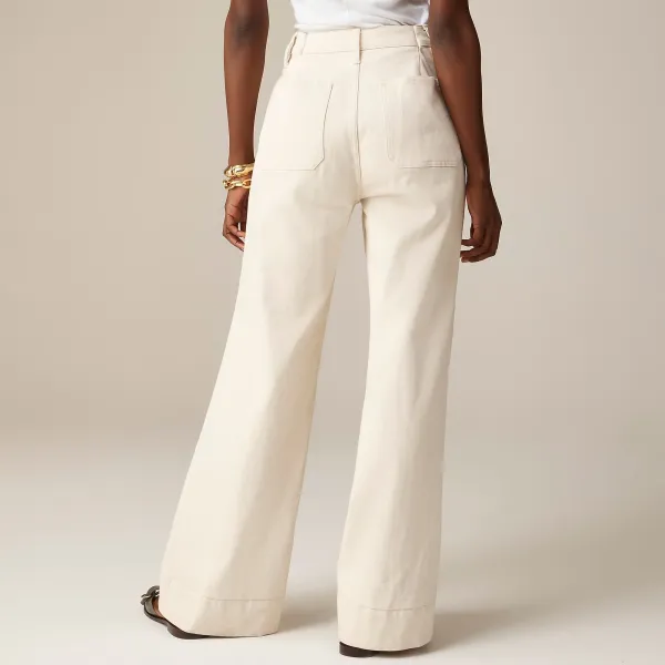Wide-Leg Pocket Denim Trousers