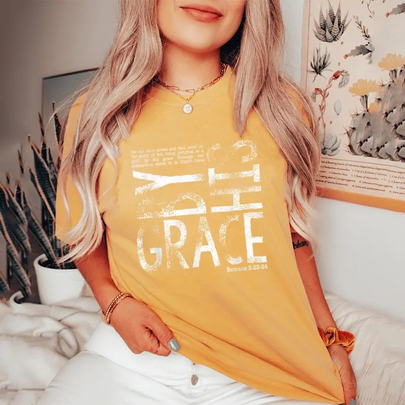 By His Grace Saved By His Amazing Grace Christian Women's Oversized Comfort T-Shirt