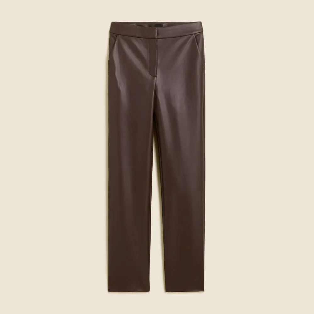 Faux Leather Straight-Leg Pants