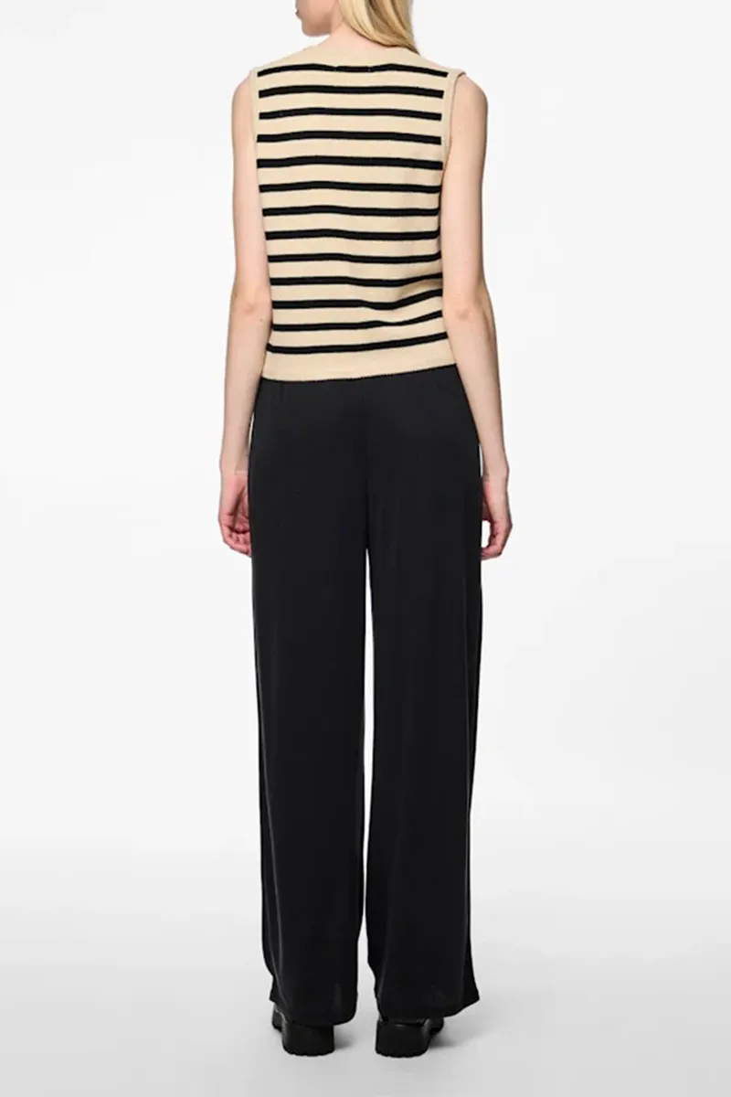 Striped Button Front Knit Vests