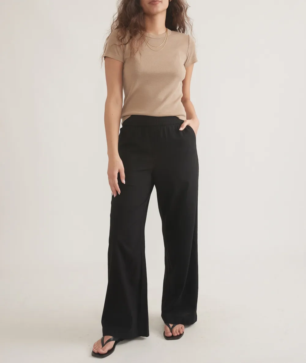 Black Linen Wide-Leg Trousers