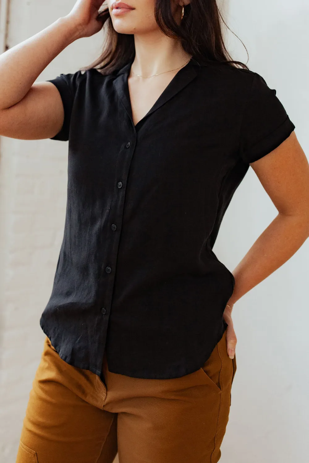 The Button Front Black Shirt