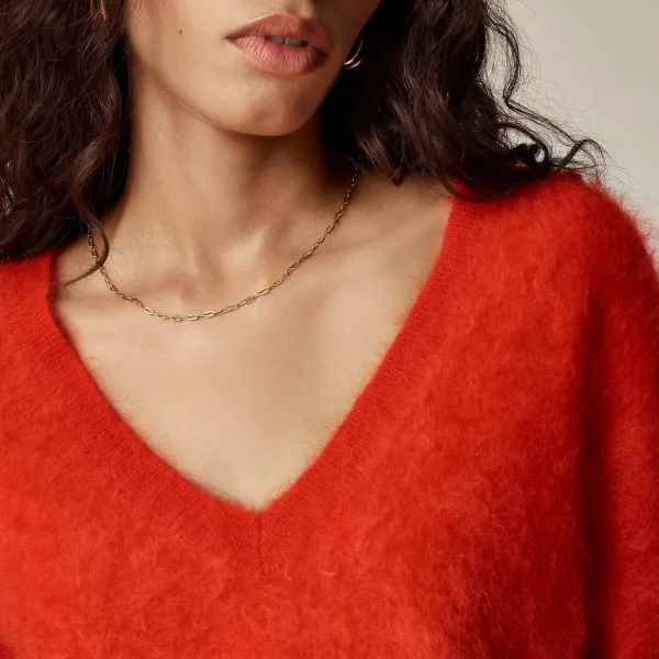 Brushed Cashmere Cropped V-Neck Sweaters