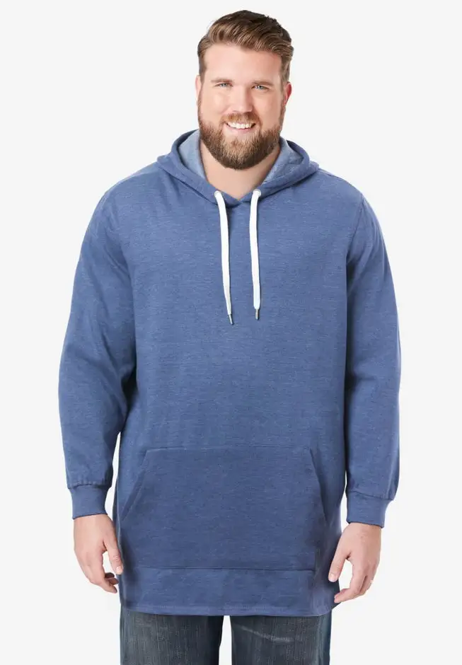 Fleece longer-length pullover hoodie