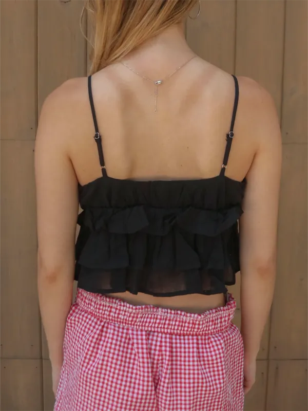Ruffled Tie Front Crop Top