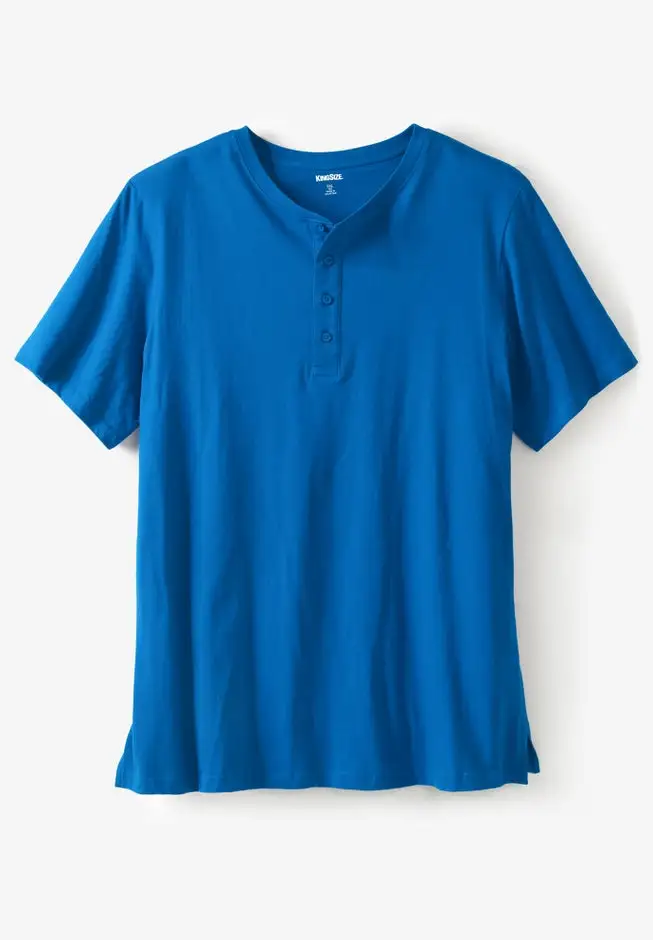 Shrink-Less Longer Length Lightweight Henley T-Shirt