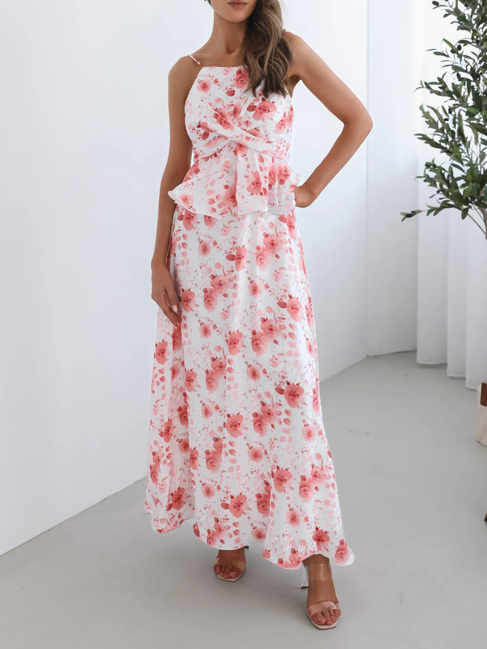 White Floral Casual Style Dress