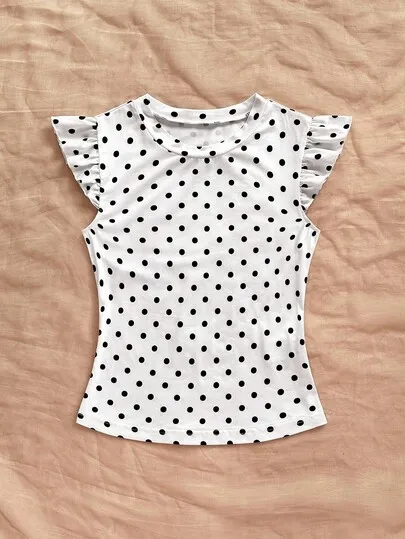 Polka Dot Cap Sleeve Tee