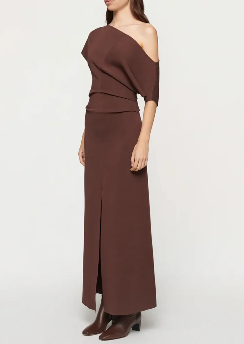 Asymmetric One Shoulder Knit Dress