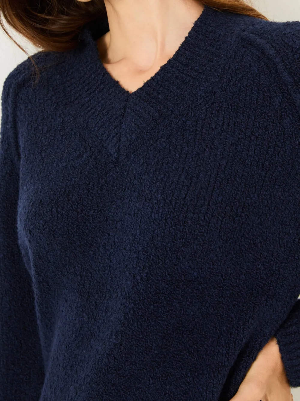 Navy Relaxed V-Neck Sweaters