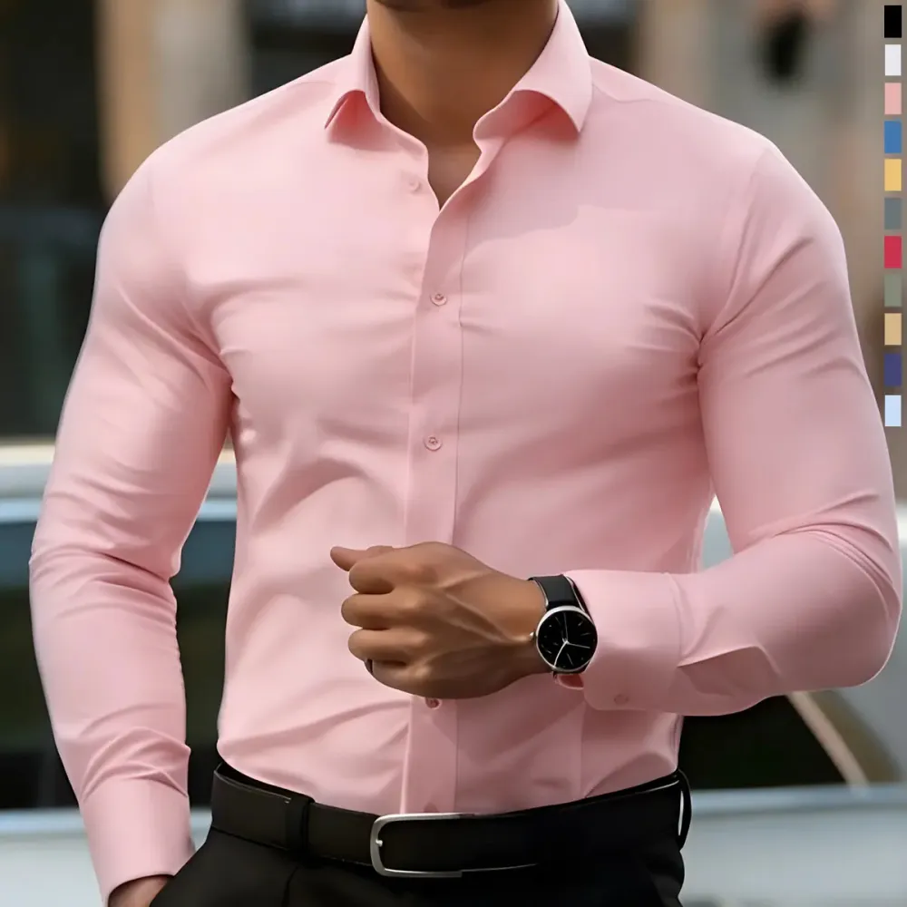 Non-Stretch Men’S Slim-Fit Long-Sleeve Shirt