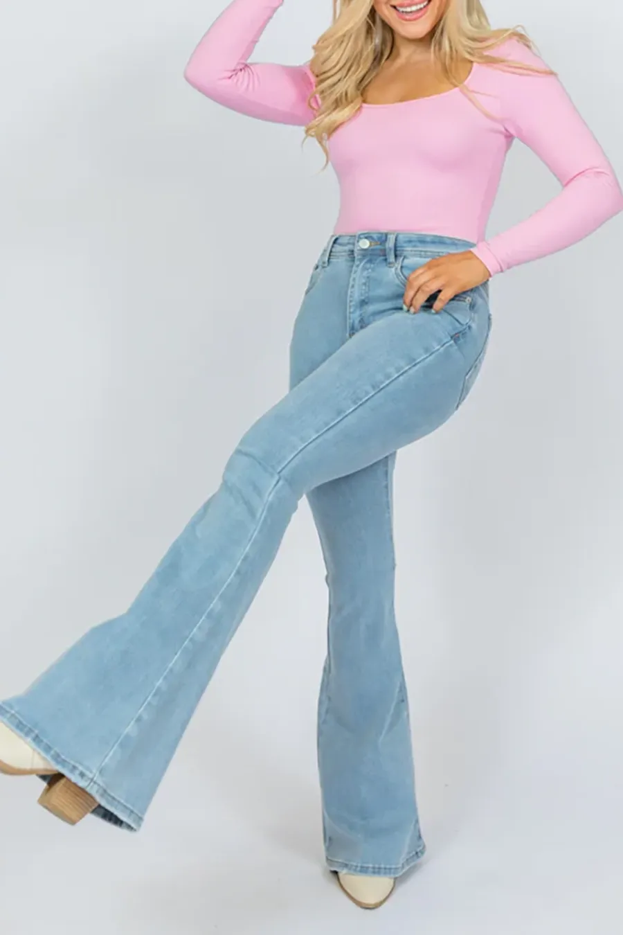 Light Wash Stretchy Flare Jeans