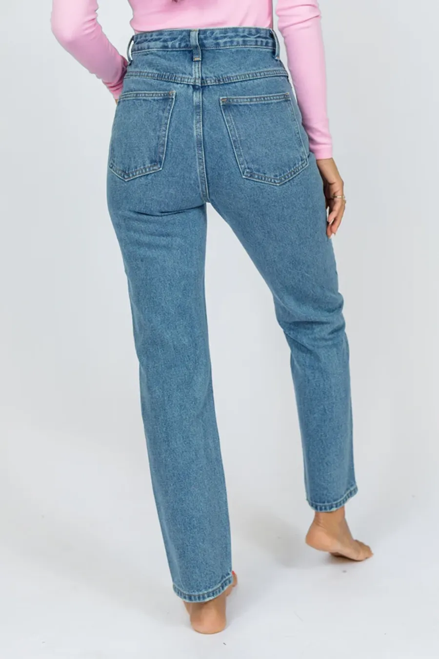 Medium Wash Straight Leg Mom Jeans
