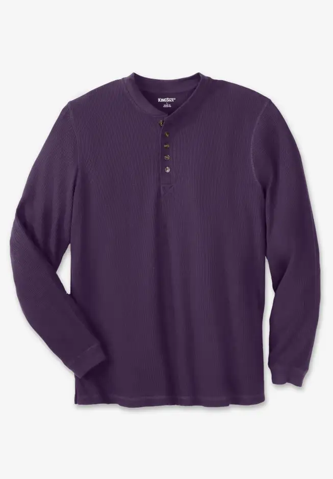 Waffle-Knit Thermal Henley Tee