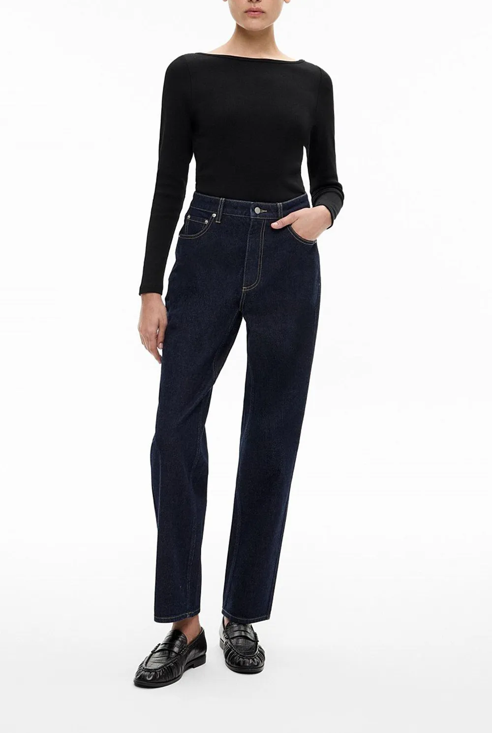 Light-Washed Straight-Leg Denim Jeans