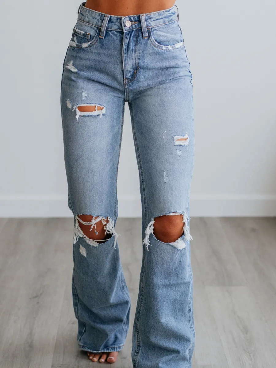 Vintage Ripped Flare Jeans