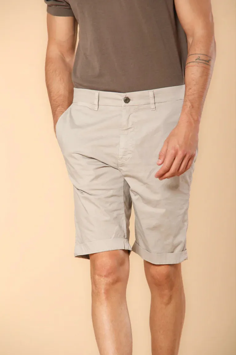 Light Beige Cotton Twill Cargo Shorts For Men - Regular Fit