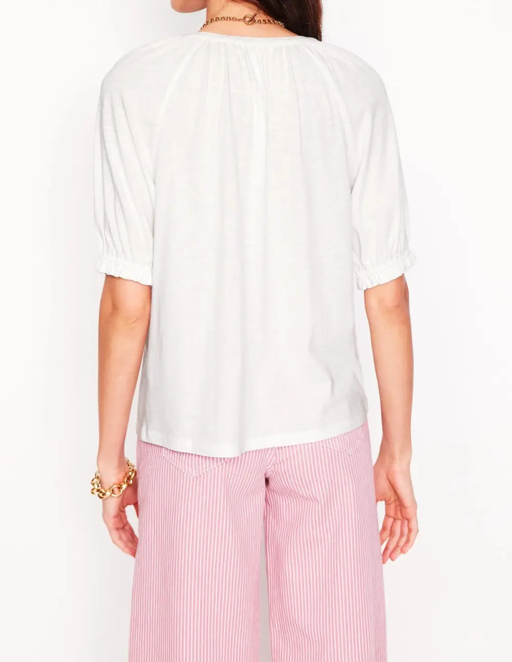 White Loose - Fit Jersey Blouse