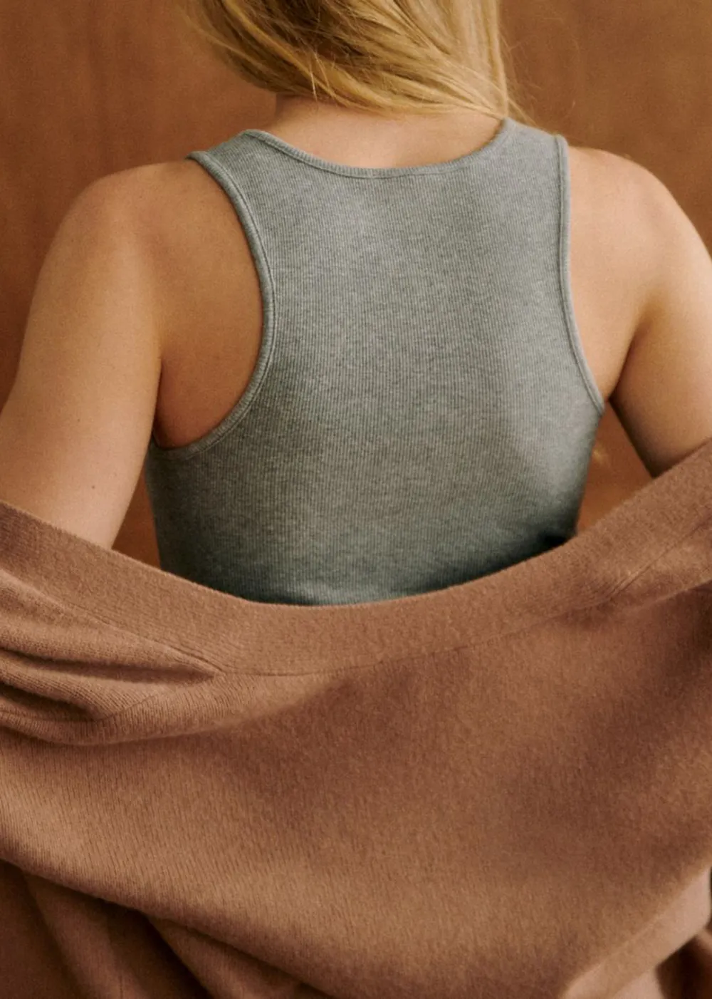 Square Neck Solid Color Wide Band Organic Cotton Vest