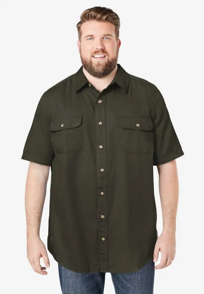 Short Sleeve Denim and Twill Shirt