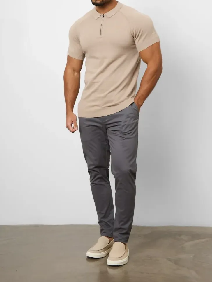 Neutral Cotton Soft Simple Polo Shirt