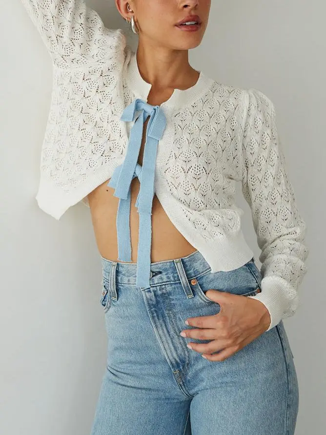 Rory Crochet Bow Cardigan