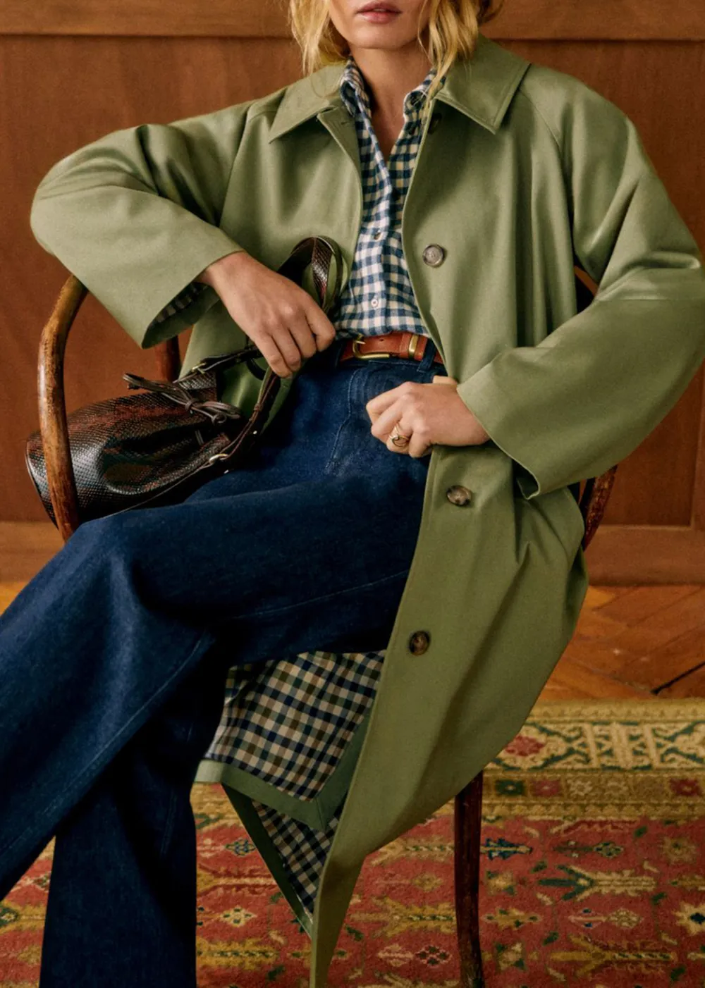 Army Green Oversized Trench Coat