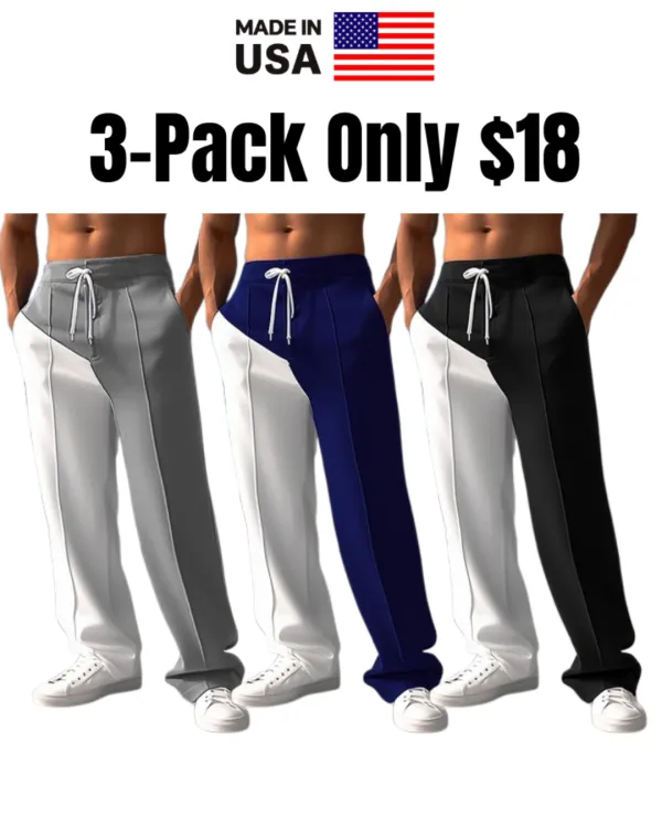 Men's Patchwork Elastic Waist Casual Joggers