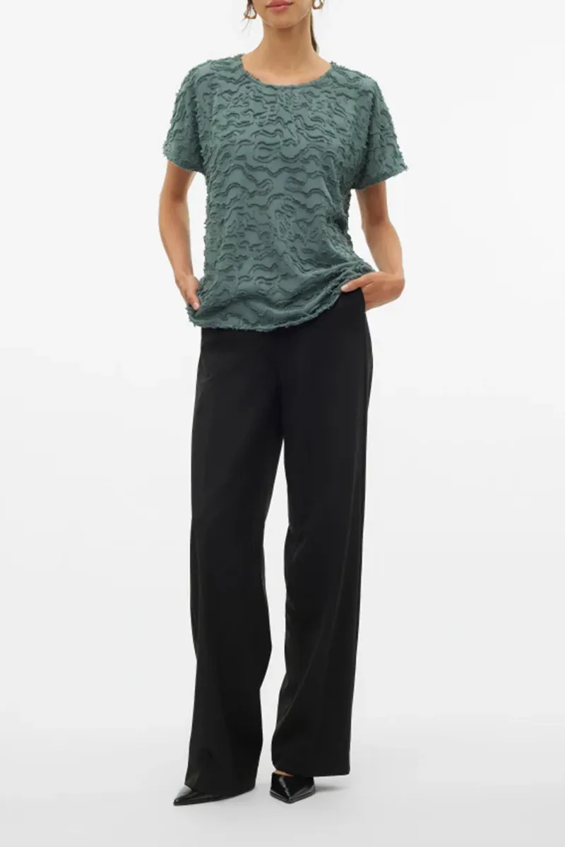 Textured Crew Neck Short Sleeve T-Shirts
