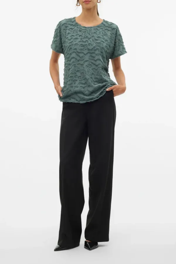 Textured Crew Neck Short Sleeve T-Shirts