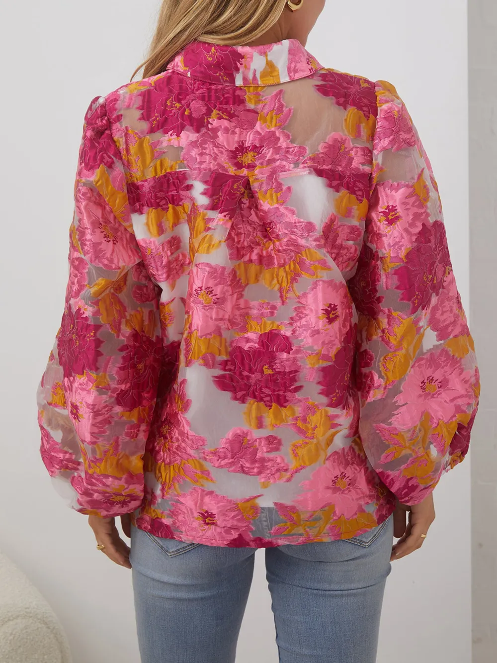 Pink and White Floral Shirt