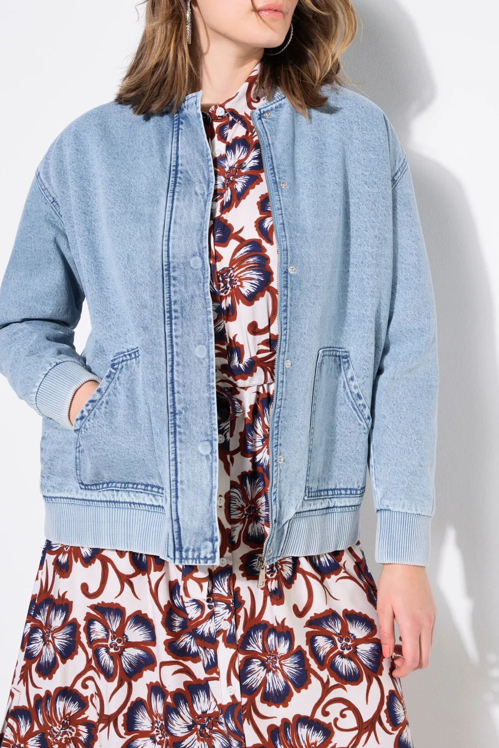 University Collar Light Denim Jacket