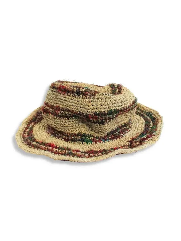Sun Hat With Sari Silk Brim Detail