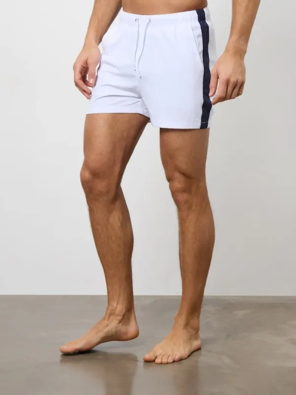 White Contrast Trim Short Swim Shorts