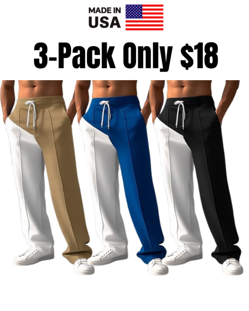 Men's Patchwork Elastic Waist Casual Joggers