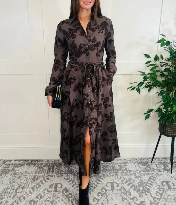 Casual Style Print Shirt Dress