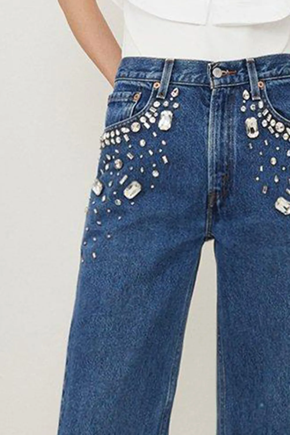 Hand Embellished Vintage Straight Leg Jean
