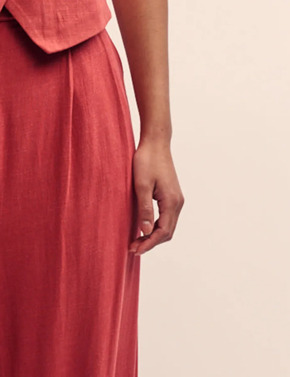 Red Relaxed Tailored Trousers