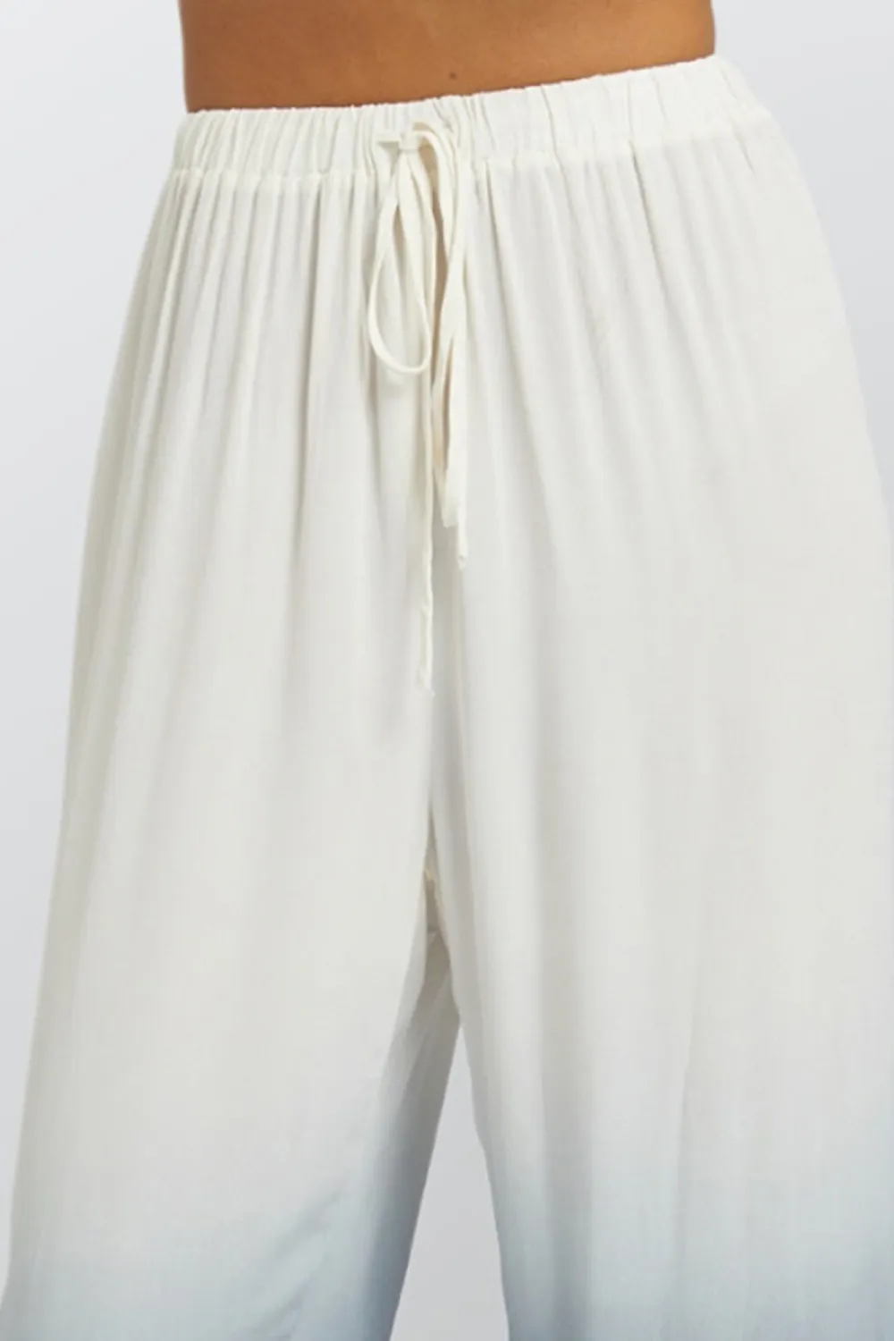 White Minimalist Tie-Dye Gradient Loose Straight  Pants