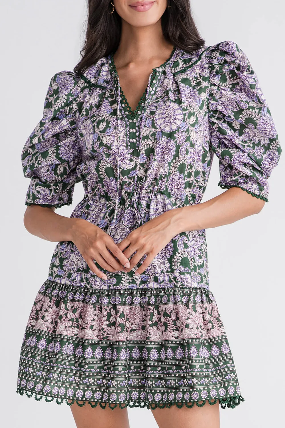 Olivaceous Chic Dress - Green Pink