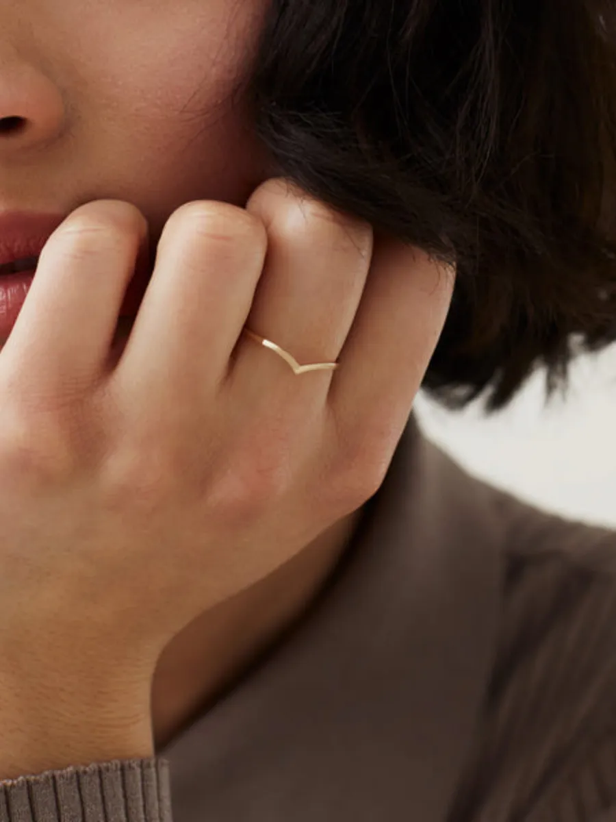 Gold Chevron Minimalist Ring