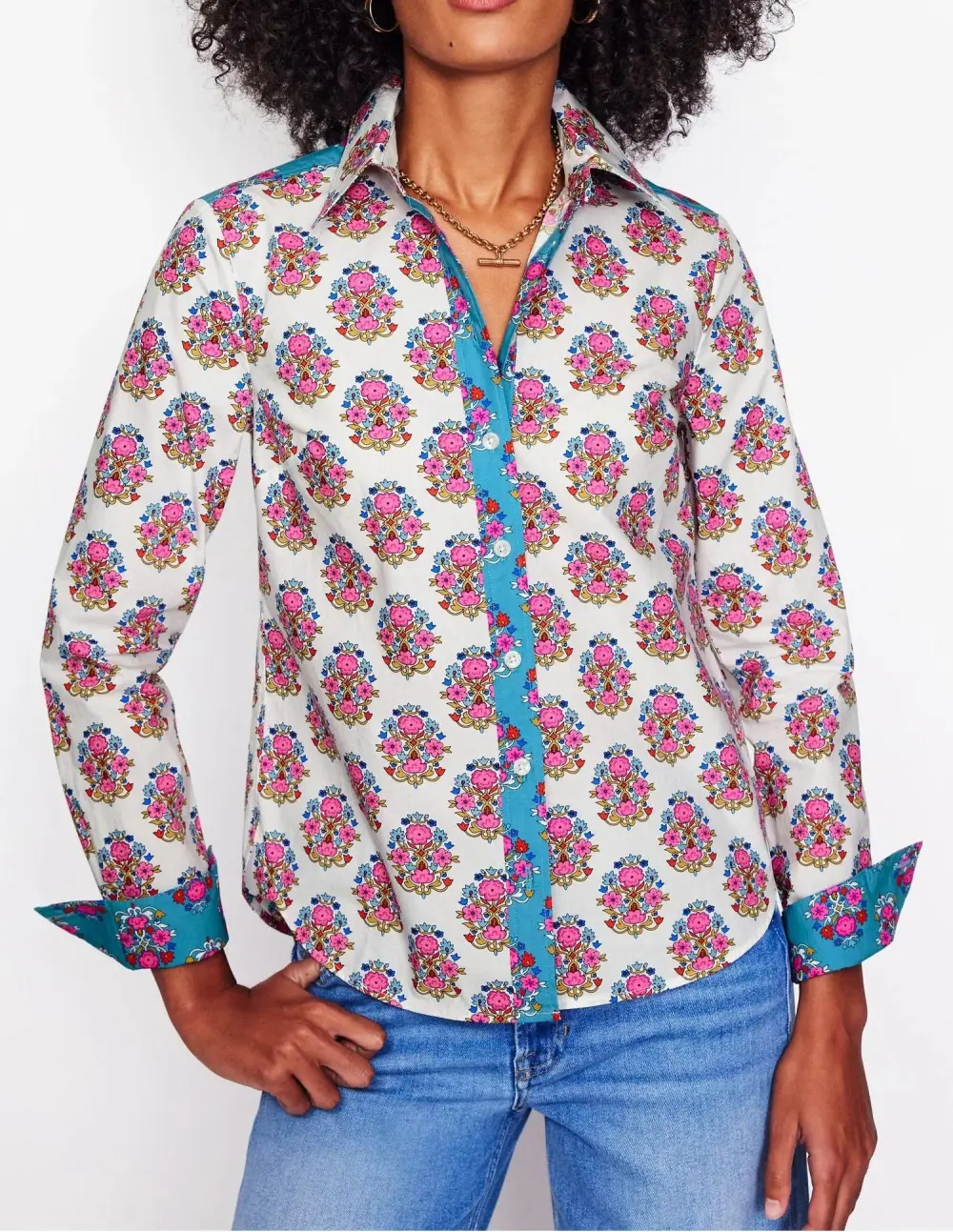 Floral Print Long - Sleeve Blouse