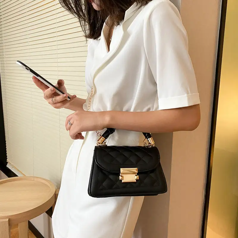 Faux Leather Chain Strap Crossbody Bag