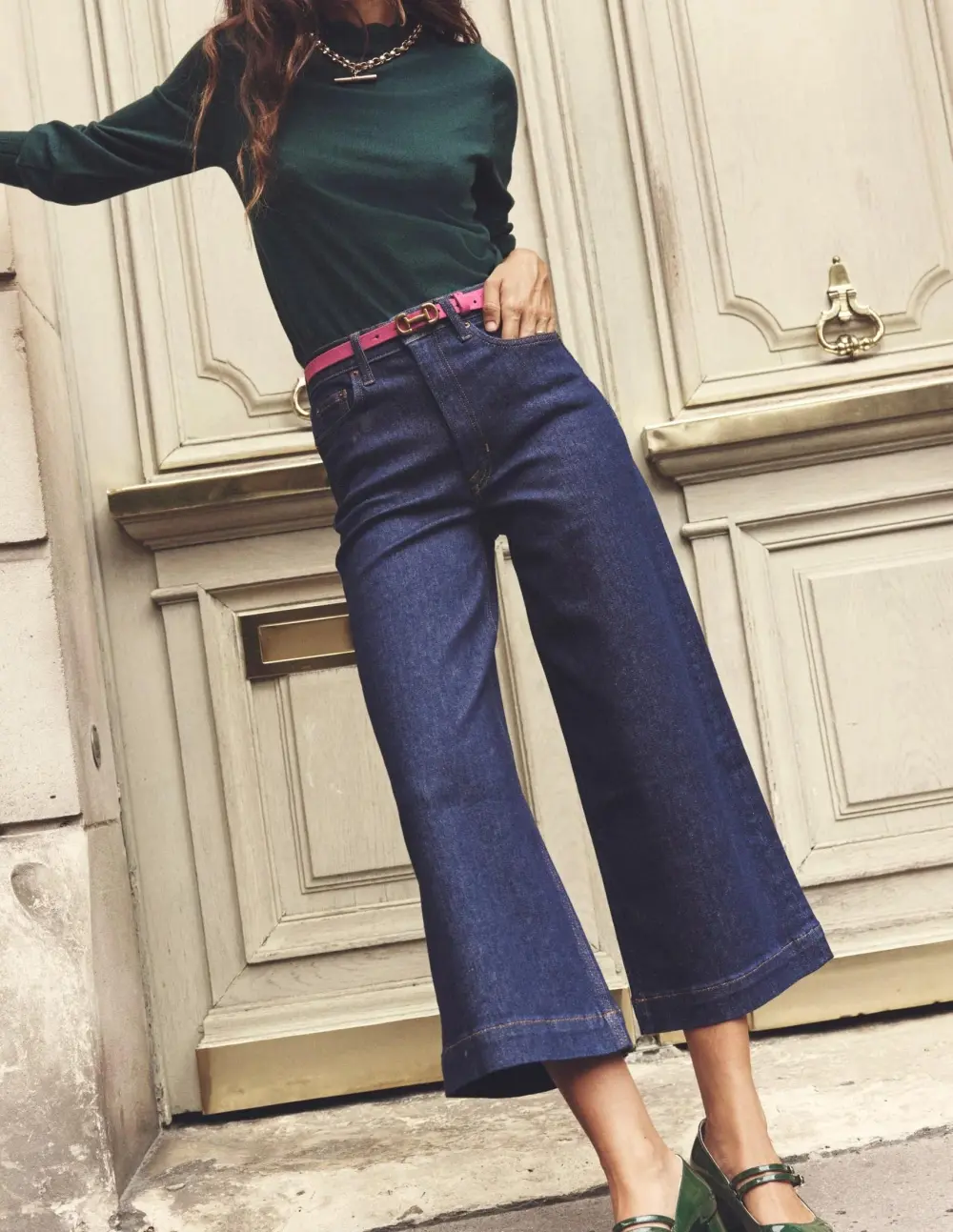 Navy Blue High - Rise Wide - Leg Jeans